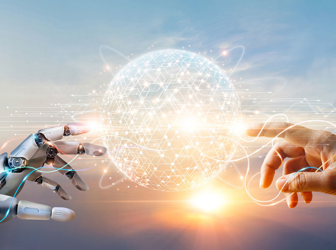 로봇과 사람 손 이미지